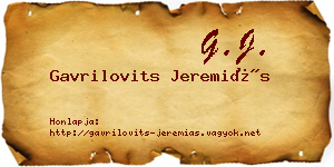 Gavrilovits Jeremiás névjegykártya